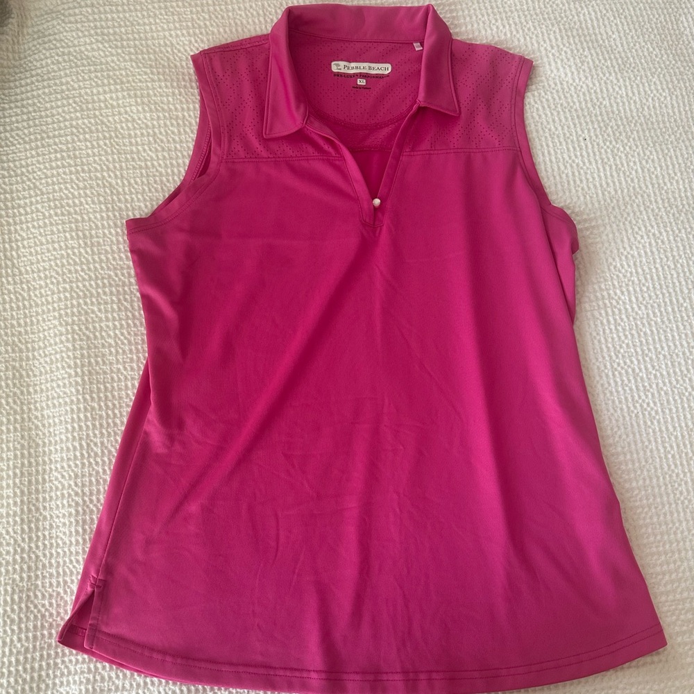 Pebble Beach Pink Sleeveless Polo Tank